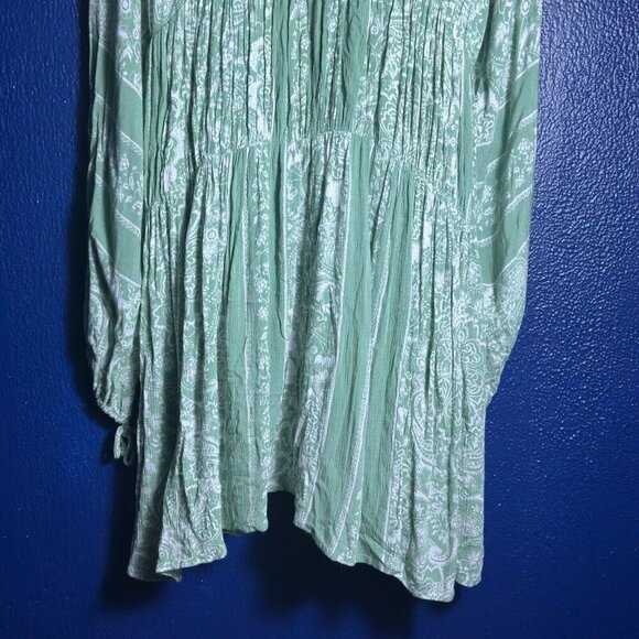 En Creme Floral Smocked Mini Dress Ruffle Sz M LIned Bohemian Summer Relax fit - Picture 7 of 9
